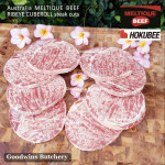 Beef RIBEYE Scotch-Fillet CubeRoll MELTIQUE meltik (wagyu alike) Australia HOKUBEE frozen STEAK 2cm 3/4" (price/pc 350g)